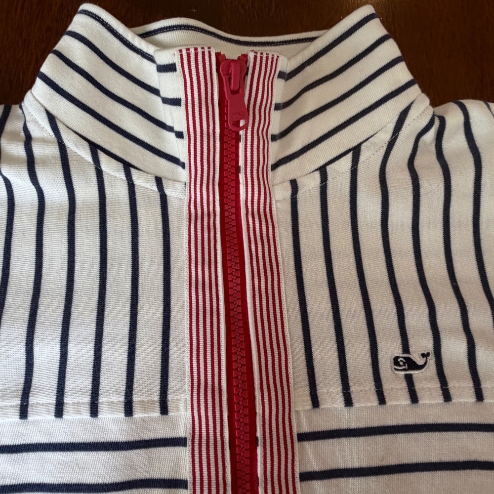 Vineyard Vines Shep Shirt Pullover Women L White Striped Excellent Thumbholes - Picture 3 of 8